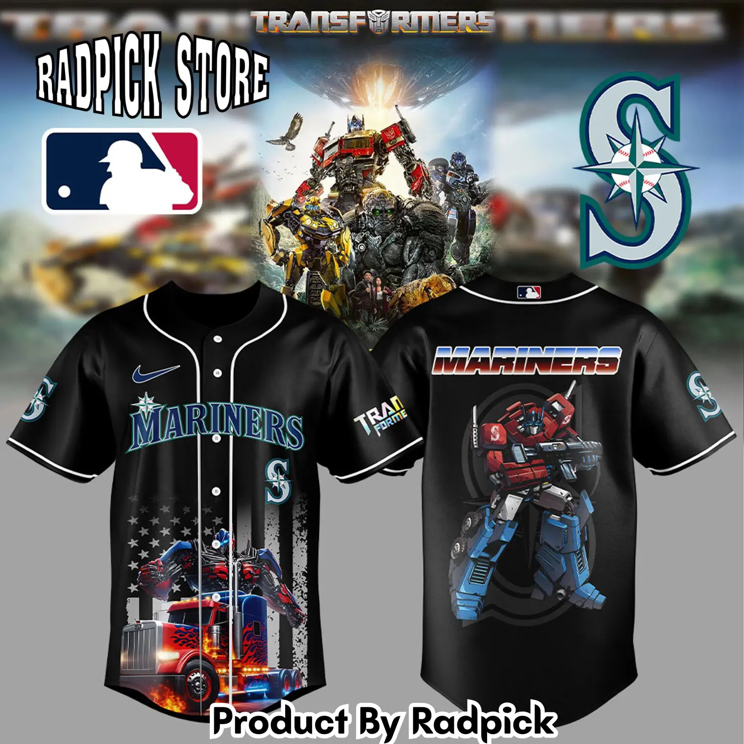 Radpick seattle mariners transformers optimus prime combo baseball jersey rp12790
